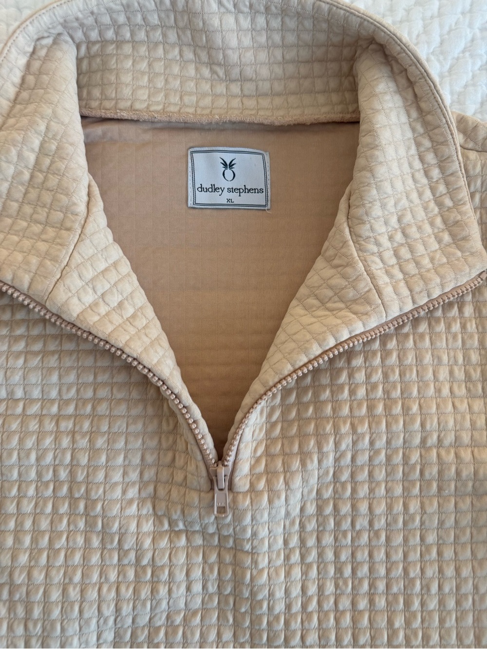 Dudley Stephen Beige Pocomo Pullover-quilted Quarter-Zip XL - Picture 2 of 5